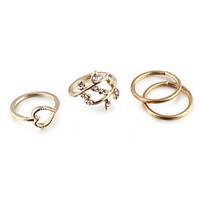 Midi Rings Set Simulated Diamond Alloy Heart Heart Gold Silver Jewelry Party Daily Casual 4pcs