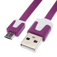Micro USB to USB Male to Male Data Cable for Samsung/Huawei/ZTE/Nokia/HTC/Sony Ericson Flat Type Purple (2M)
