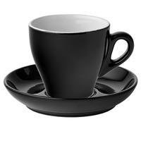 Midnight Cappuccino Cups & Saucers Black 5.5oz / 160ml (Pack of 6)