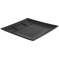 midnight 4 compartment black stoneware plate 26cm case of 6