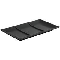 Midnight 3-Compartment Black Stoneware Plate 25 x 12cm (Case of 6)