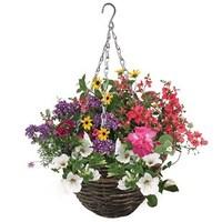 Mixed Floral 4 Pre- Planted Rattan Baskets