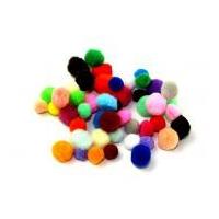 Mixed Size Plain Craft Pom Poms Assorted Colours