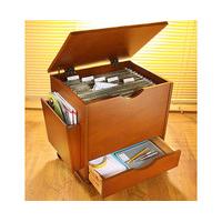 Mini Wooden Filing Cabinet on Castors, Oak