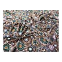 mix match polyester crepe dress fabric patterned brown