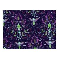 Michael Millar Bee Damask Cotton Quilting Fabric Violet