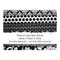 Minerva Crafts Fabric Bundle Shades of Black & White 10m Shades of Black & White