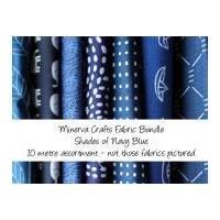 Minerva Crafts Fabric Bundle Shades of Navy Blue 10m Shades of Navy Blue