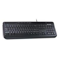 Microsoft 600 Wired Keyboard USB Media Centre Quiet-Touch Keys Spill Resistant Design Black