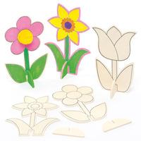 Mini Wooden Flowers (Pack of 18)