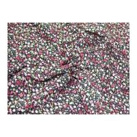 Miniature Trailing Floral Print Cotton Poplin Fabric Pink on Black