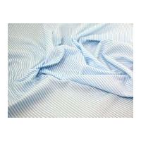 Mini Stripe Print Polycotton Dress Fabric Pale Blue & White