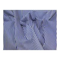 Mini Stripe Print Polycotton Dress Fabric Royal Blue & White