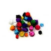 Mixed Size Lurex Craft Pom Poms Assorted Colours