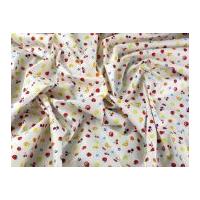 Miniature Fruits Print Combed Cotton Poplin Dress Fabric White