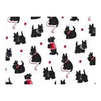 Michael Millar Bespoke Scotties Poplin Quilting Fabric White