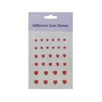 Mixed Red Heart Adhesive Gemstones 30 Pack