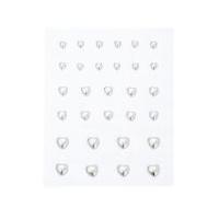 Mixed White Heart Adhesive Gemstones 30 Pack