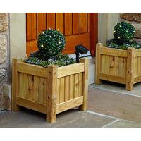 Mini Box Tree With Solar Lights, 2 Pack