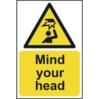 mind your head self adhesive sticky sign 200 x 300mm