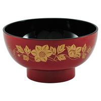 Miso Soup Bowl - Red With Golden Flower Pattern