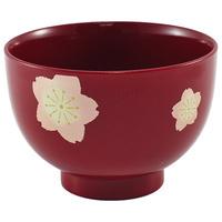 miso soup bowl red cherry blossom pattern