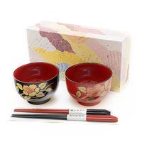 miso soup bowl chopsticks set floral pattern