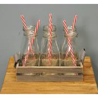 Milk Bottle, Straw & Tray Set by Eddingtons
