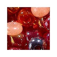 Mixed Glass Beads. Red