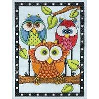 Mini Counted Cross Stitch: Owl Trio