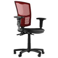 Mia Faux Leather 2 Lever Task Chair Black and Red 1D Adjustable Arms