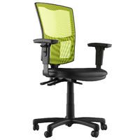 Mia Faux Leather 2 Lever Task Chair Black and Green 1D Adjustable Arms