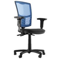 Mia Fabric 3 Lever Task Chair Black and Light Blue 1D Adjustable Arms