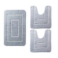 microfibre supersoft bath mat 3 piece set light blue microfibre