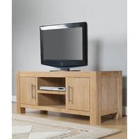 milano oak 2 door tv stand with shelf