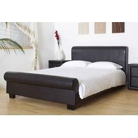 milano real leather sleigh bed