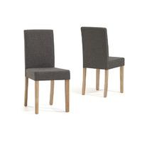 mia brown fabric chairs pair