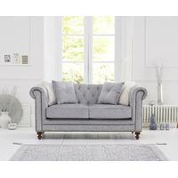 Milano Chesterfield Grey Fabric 2 Seater Sofa