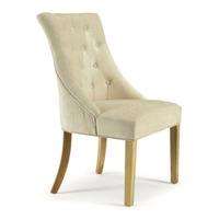 Milena Dining Chair In Pearl Fabric With Oak Legs in A Pair