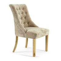 Milena Dining Chair In Mink Fabric With Oak Legs in A Pair