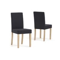 Mia Charcoal Black Fabric Chairs (Pair)