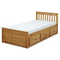 Mission Storage Single Bed In Waxed Pine With 3 Drawers