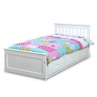 Mission Storage Single Bed In White With 3 Drawers