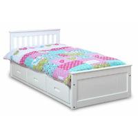 Mission Storage Bed with Mattress and Bedding Bundle White