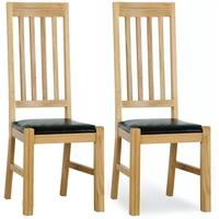 Milano Oak Leather Seated Dining Chair (Pair)