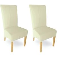 Milano Oak Dining Chair - Cream Leather (Pair)