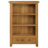 Michigan Oak Bookcase - Low 2 Shelves 2 Drawers