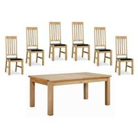 Milano Oak Dining Set - Extending with 6 Leather Seated Chairs