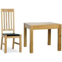 Milano Oak Dining Set - 90cm Square with 4 Leather Seated Chairs