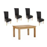 Milano Oak Dining Set - Small Extending with 4 Brown Leather Chairs